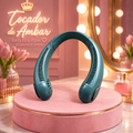 Brisa Ámbar — Mini ventilador portátil de cuello color verde