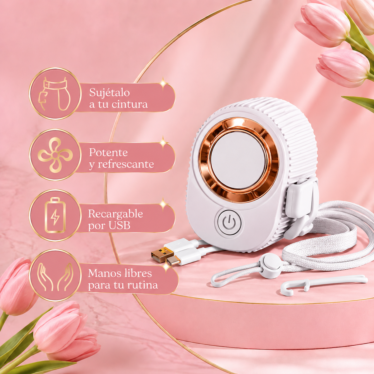 Brisa Ámbar Move – Ventilador portátil de cintura recargable